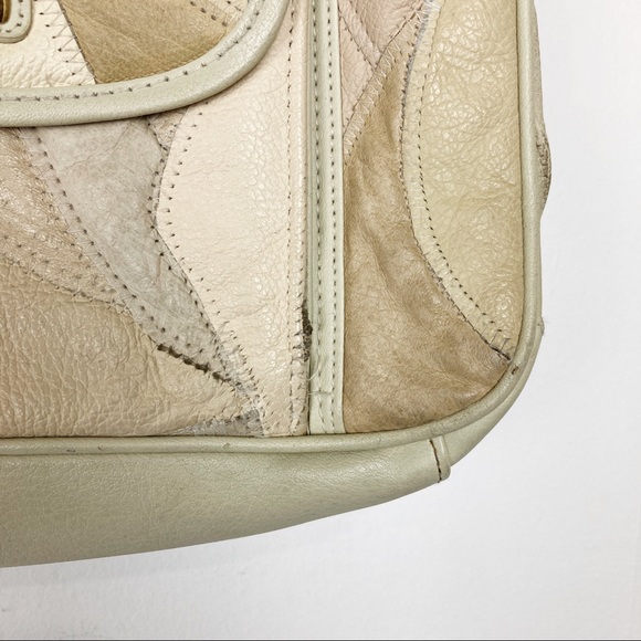 Vintage leather patchwork purse 80s 90s cream pink retro neutral beige white - Picture 11 of 12